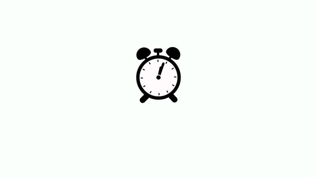 Ringing alarm table clock animation on white background. Timelapse of spinning clock animation symbolizing time, schedule and productivity in modern business, office routine, and workflow management