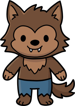 Cute cartoon werewolf character monster vector illustration