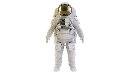 Full body astronaut suit with golden visor, isolated on transparent background © ELISA