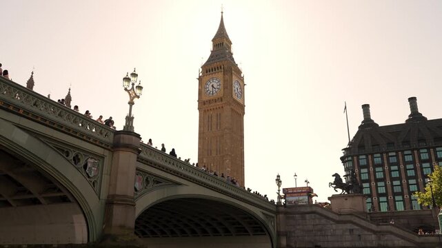 Westminster Bridge arches below the Elizabeth Tower clock face