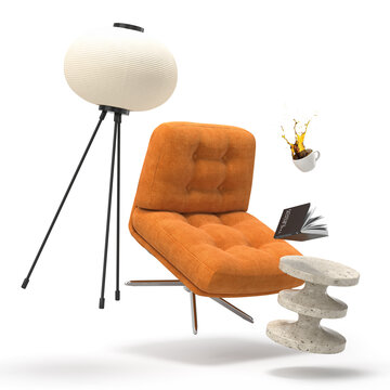 Zero gravity white interior living room