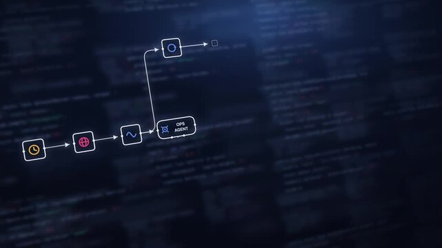 Dynamic API Monitoring Interface with Indigo Background, Featuring Glowing Elements in Blue and Gold, Visualizing Data Flow and Node Interactions in a Futuristic Tech Environment
