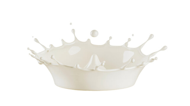 White liquid milk splash crown shape, isolated on transparent background