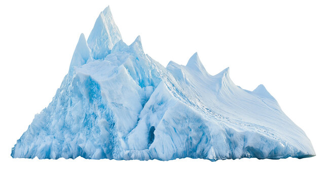 Jagged blue iceberg with sharp peaks, isolated on transparent background