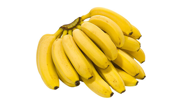 Bunch of ripe yellow bananas, isolated on transparent background