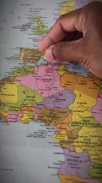 Map of the People's Democratic Republic of Algeria, on the Mediterranean coast of North Africa, with its capital at Algiers