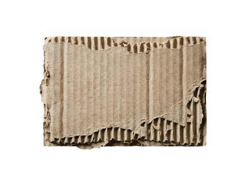 Cardboard piece with torn edges on white background cardboard corrugated packaging material fragment paperboard