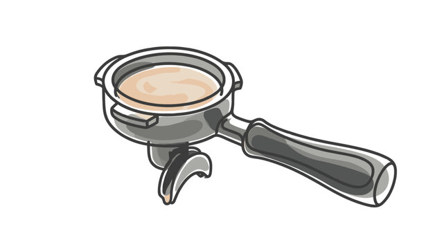 Professional Espresso Portafilter with Fresh Coffee Grounds for Cafe and Barista Branding