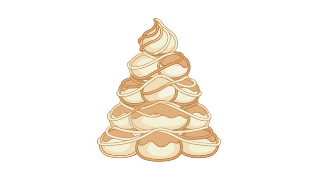 Tower of Creamy Soft Serve Ice Cream Swirls in Artistic Vector Style for Summer Dessert Marketing