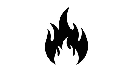 Naklejka premium Black flame silhouette against a white background a stark and simple graphic silhouette
