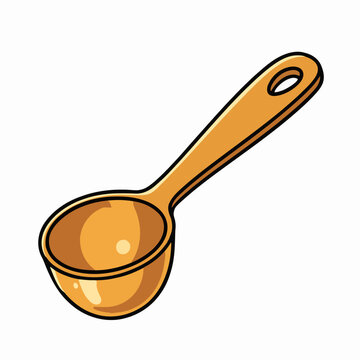 Illustration of a wooden measuring spoon isolated on a white background for cooking and baking concepts.