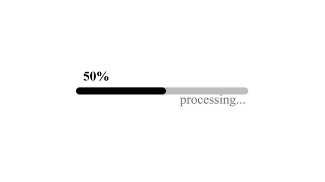 Progress Bar Loading Animation with Percentage Increments and Text Overlay