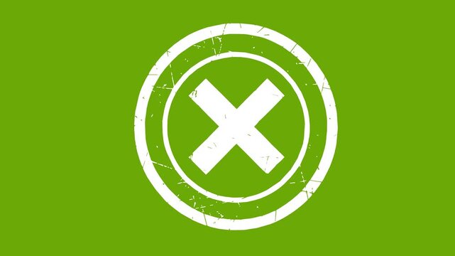 whiteboard style animated green screen stamp featuring a rough textured white cross mark symbol with boiling line effect for video editing and motion graphics