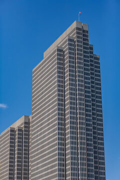 Vertical low angle view of Four Embarcadero Center skyscraper in San Francisco