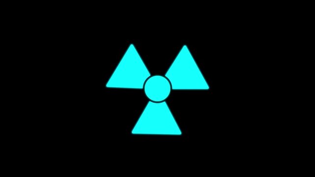Radiation Hazard Symbol Icon, Radioactive Warning Sign, Nuclear Energy Safety, Toxic Material Alert, Industrial Danger, Hazardous Zone, Minimal Flat 4k animation .
