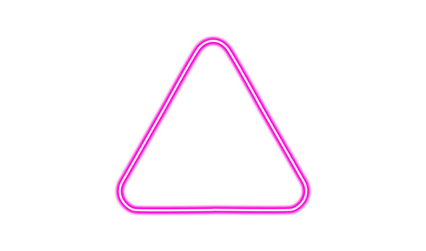 Neon pink triangle frame isolated on transparent background