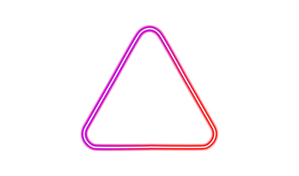 Neon glowing triangle frame isolated on transparent background