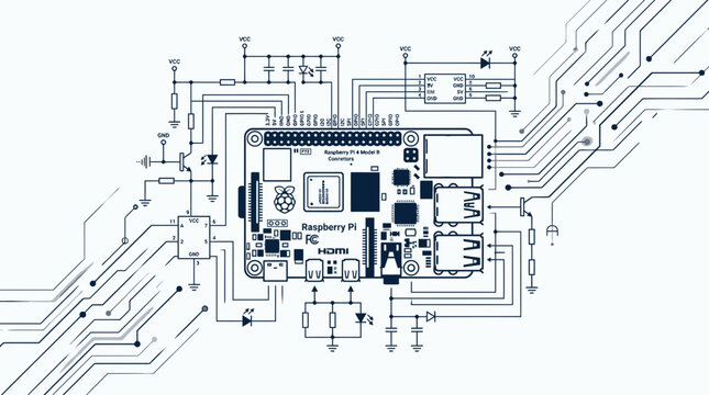Raspberry Pi Circuit Board Schematic Diagram, Electronic Components, Technology