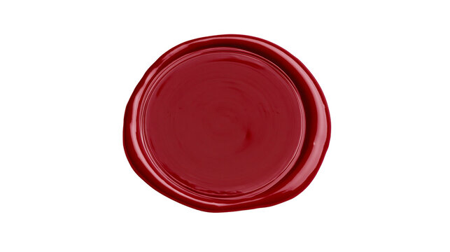 Deep red wax seal impression, isolated on transparent background
