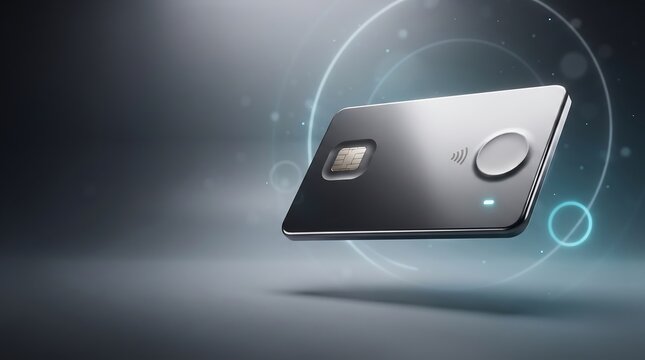 Modern metallic smart payment card with digital interface