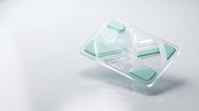 Abstract Neumorphic 3D Design Element with Soft Green Shapes