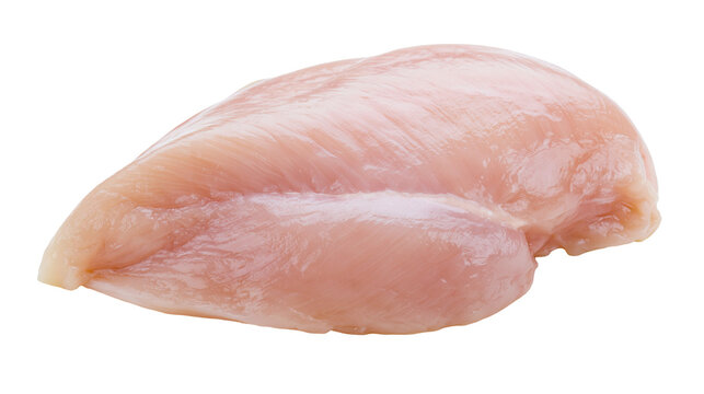 Raw boneless skinless chicken breast fillet, isolated on transparent background