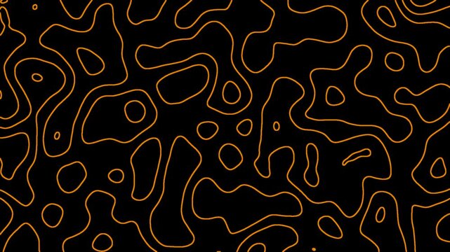 An animated pattern of flowing orange topographic contour lines moving across a black background.