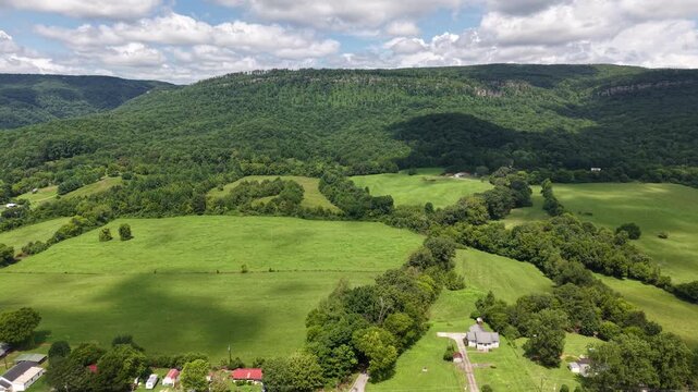 Aerial View of Green Valley and Cumberland Mountains Near Pikeville, Tennessee