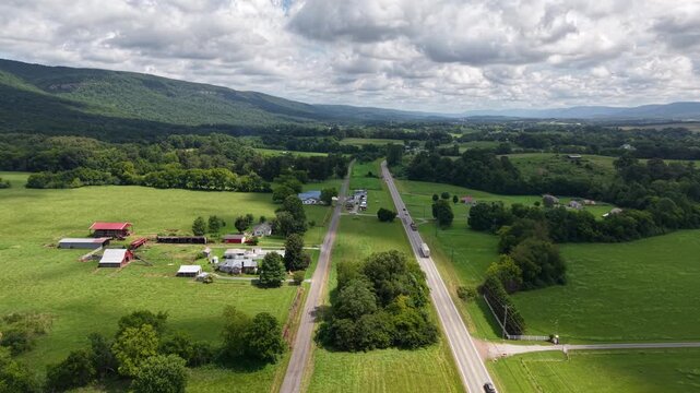 Aerial Farm Community View Along the 127 Yard Sale Route, Pikeville, Tennessee
