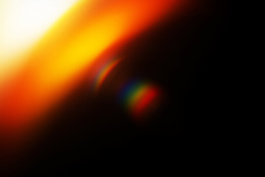 Abstract light leak with lens flare and rainbow prism effect