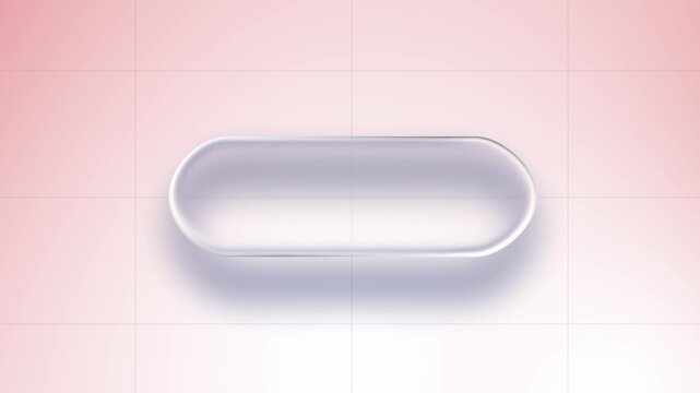 A sleek white liquid icon floating on a soft pink grid background with subtle depth effects.