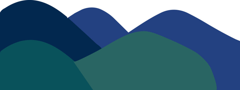 landscape featuring layered blue and green mountains with rolling hills, isolated on a transparent background for nature and travel themed designs.