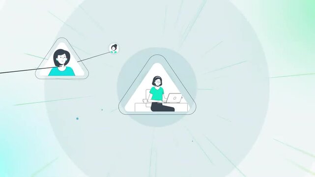 Animated connected team network illustrating digital collaboration and communication across remote workforce