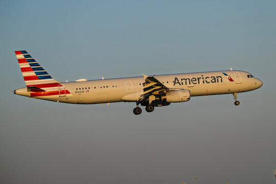 DFW International Airport 7-27-2026 Grapevine, TX USAAmerican Airlines Airbus A321UW arrival into runway 18R at DFW International Airport