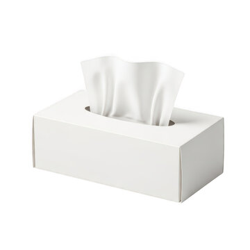 Empty tissue paper box with tissues isolated on transparent background