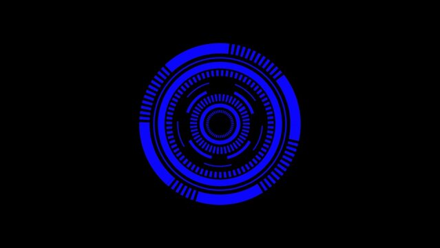 Blue digital circle hud interface element for futuristic technology graphics