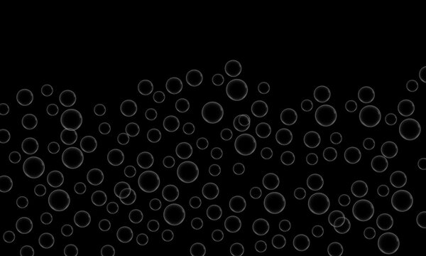 Transparent Water Soap Bubble Frame Border on Black Background Abstract Design. editable.