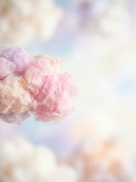 Pastel wool clouds floating against a soft dreamy sky