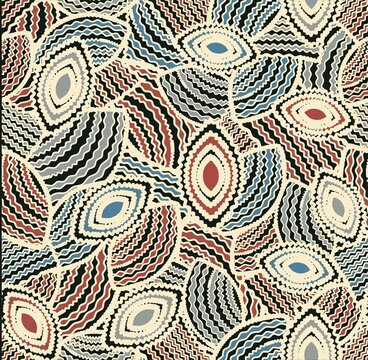 Seamless geometric abstract pattern with stylized oval eye shapes, seamless