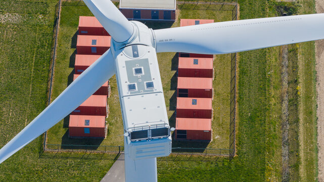 Aerial view of Battery Energy Storage System at Wind Park