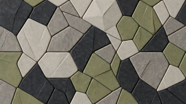 Geometric mosaic tile pattern 3D minimalist textured interior wall background for presentation