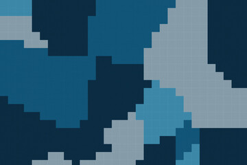 Fototapeta premium Pixel art camouflage pattern blue color blocks textured background for mobile game asset design.