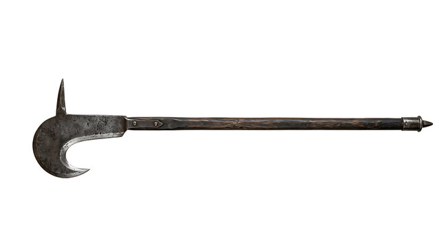 Antique Medieval War Polearm Weaponry Isolated on a Plain White Background