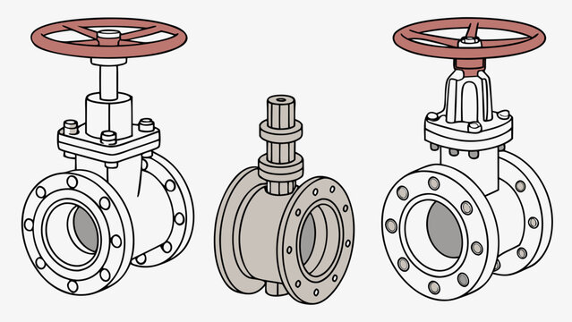 Industrial gate valve set for pipeline systems with industrial, pipeline