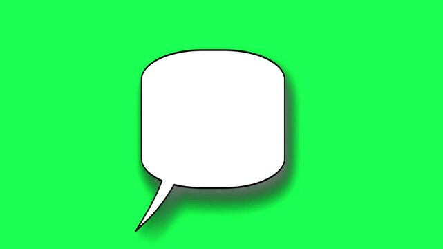 Blank speech bubble isolated on a bright green chroma key background