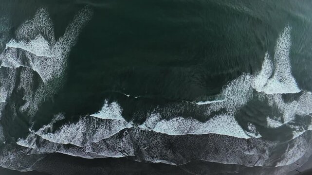 Vestrahorn coastal lateral tracking with wave foam patterns