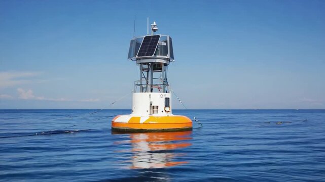 Buoy with a solar panel.