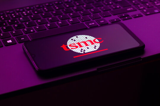 In this photo illustration, the TSMC (Taiwan Semiconductor Manufacturing Company) logo is seen displayed on a smartphone screen.