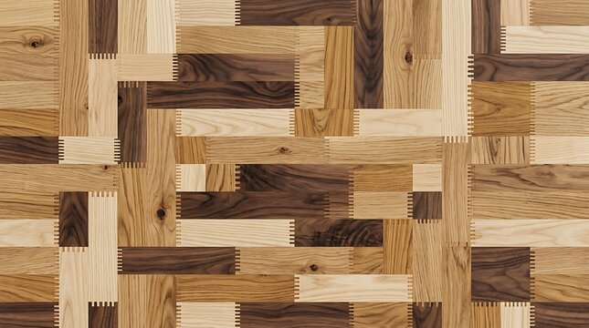 Natural Wooden Parquet Pattern Texture with Finger Joints for Interior Design Flooring Background