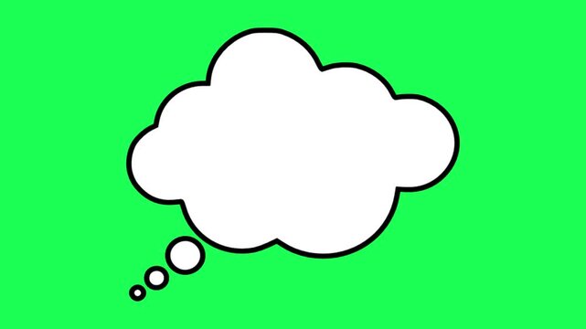 White thought bubble isolated on a bright green background